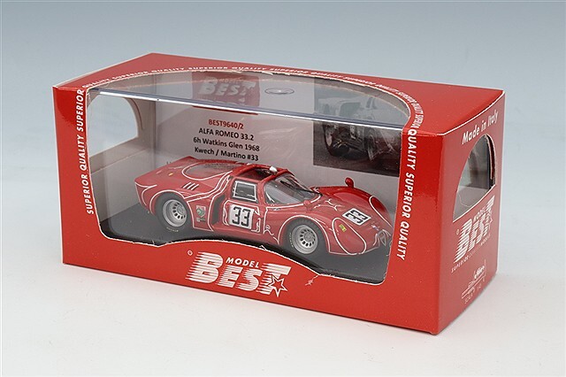 絶版　1/43 アルファロメオ　ティーポ　33/2 1968 5位　ルマン24時 ベストモデル 1/43 アルファロメオ 33.2 1968 ワトキンスグレン6H #33