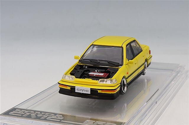 ★自作 カスタム★ 90’ホンダシビックEF【N1耐久 のりピーシビックカラー】 BM CREATIONS 1/64 ホンダ シビック EF2 1991 カスタムイエロー