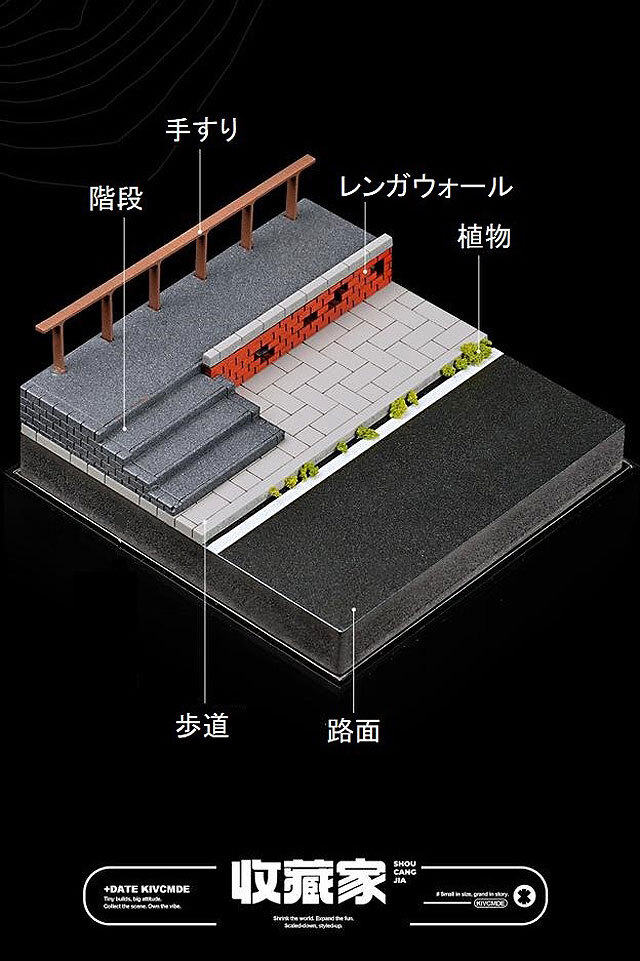 ☆予約品☆ 収蔵家 1/64 街角ミニジオラマ001 階段＆レンガウォール