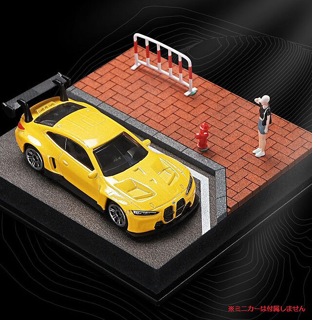 ミニカー専用ジオラマ：1/43 カーディーラーⅣ（光沢カーボン）NEWモデル！ ミニカー専用ジオラマ 1/64 ショールームⅤ（光沢カーボン）／LED照明