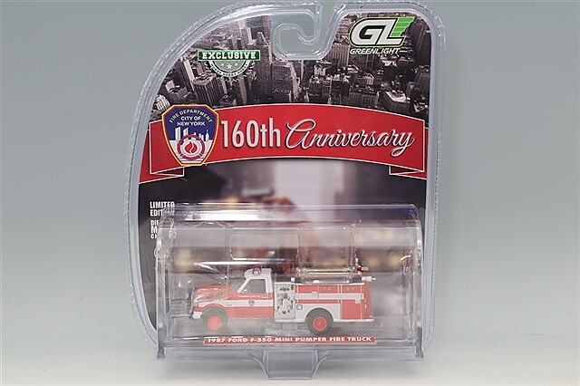 レア　Department 56　ハウスライト　消防署　ビンテージ グリーンライト 1/64 1987 フォード F-350 ミニポンパー 消防車 FDNY