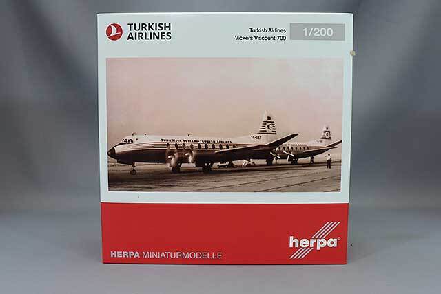 ミニカー　1/200 Vickers Viscount 700 ターキッシュ エアラインズ TC-SES [HE572866] Herpa Wings Turkish Airlines Vicker Viscount 700 TC-SES