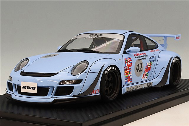 1/18ミニカー イグニッションモデル　ポルシェRWB 997 GT3【新品】 イグニッションモデル 1/18 RWB 997 ライトブルー/WORK L1タイプ18