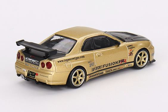 TSM ミニGT 1/64 日産 スカイライン GT-R R34 Top Secret Gold (右 