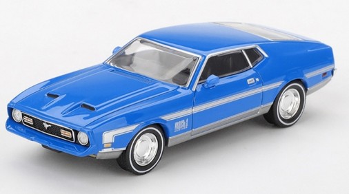 TSM ミニGT 1/64 フォード マスタング マッハ1 1971 グラバーブルー 左