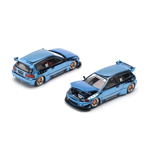 POP RACE 1/64 パンデム シビック EG6 ブルークロム