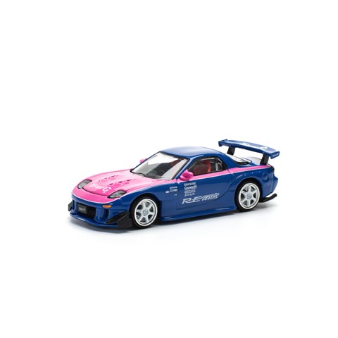 1/64 改 RE雨宮 RX-7 FD3S 痛車 RAYS 風 関村 POP RACE 1/64 マツダ RX-7 FD RE:雨宮 ブルー/ピンク