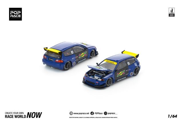 POP RACE 1/64 パンデム シビック EG6 ブルー/ブラック