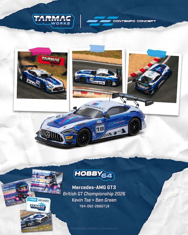 ☆予約品☆ Tarmac 1/64 メルセデスAMG GT3 英国GT選手権 2026 K.ツェ