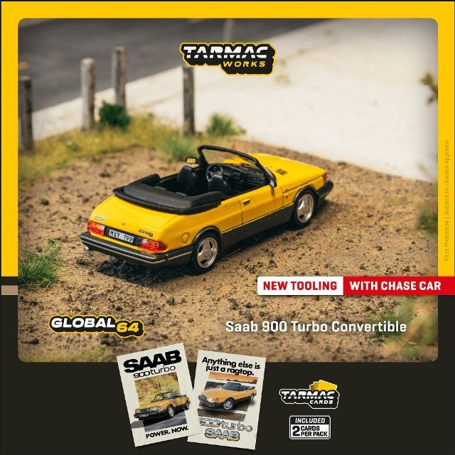 Tarmac 1/64 サーブ 900 ターボ コンバーチブル イエロー