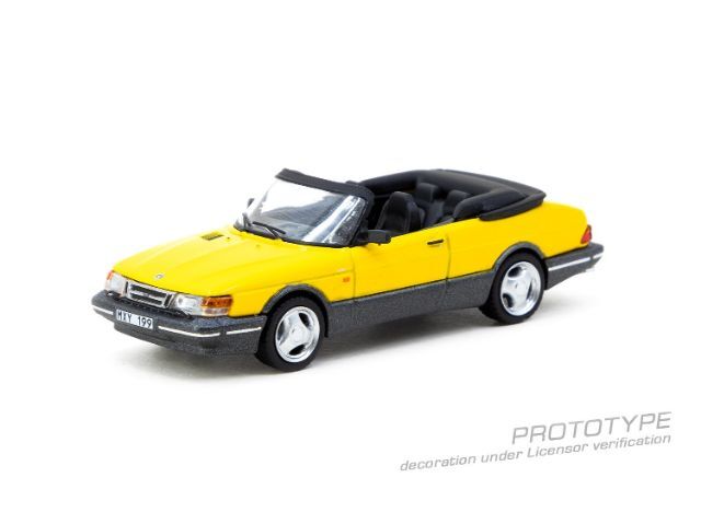 ルフィiPhone64㎇　イエローホワイトセット Tarmac 1/64 サーブ 900 ターボ コンバーチブル イエロー