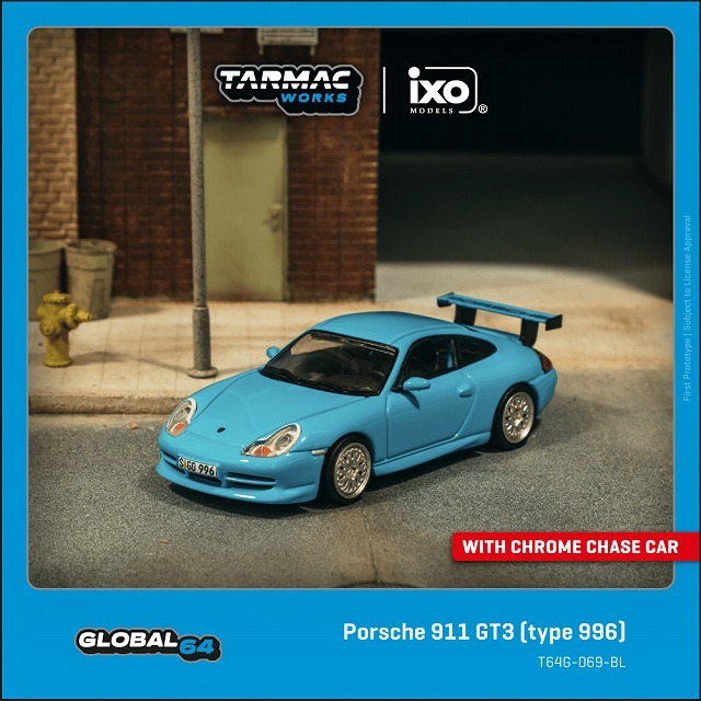 ☆予約品☆ Tarmac 1/64 ポルシェ 911 GT3 (type 996) ライトブルー
