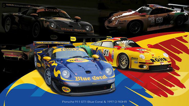 sparky x Tiny 1/64 ポルシェ 911 GT1 Blue Coral & 1997 D ROHR 2台セット