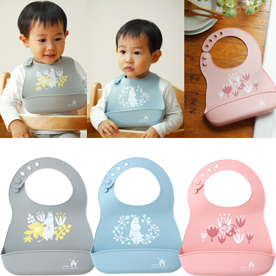 MOOMIN BABY シリコーンビブ お食事エプロン ムーミン/リトルミイ 立体ポケット 食洗器可 コンパクト