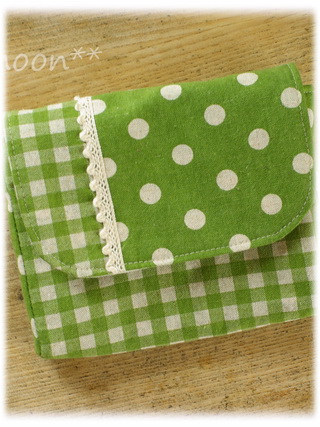 【ナチュラルドット＆チェック】封筒型お弁当ケース（サイズ変更料込み）