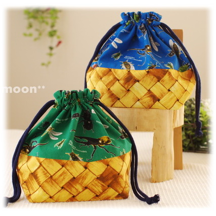 【昆虫図鑑】お弁当巾着袋（サイズ変更料込み）