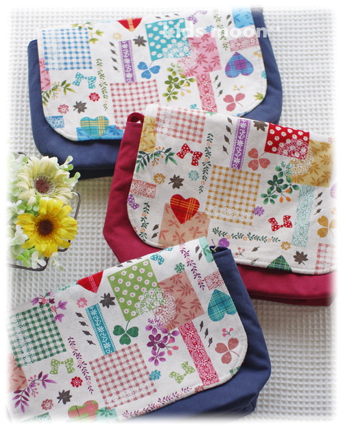 サンプル品・幼稚園・保育園の入園グッズ【縫製済み・サイズオーダー不可】通園ショルダーバッグ・ドイリーハート