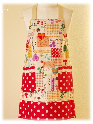 【ドイリーハート】キッズエプロン＆三角巾セット