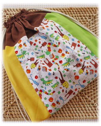 【カブトムシ＆クワガタムシ】おきがえ袋 体操着入れ 巾着袋（サイズ変更料込み）