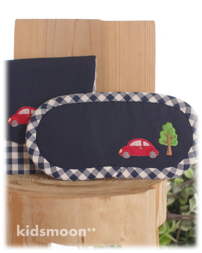 【シンプルな紺色無地にかっこいいワンポイントアップリケ】アイマスク 目かくし モンテッソーリ教育 調音 ソルフェージュ お受験