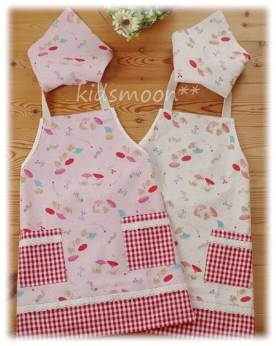 手作りハンドメイドキッズエプロンバレリーナ幼稚園保育園小学校給食