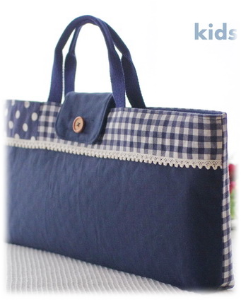 【ナチュラルドット＆チェック】鍵盤ハーモニカバッグ ピアニカ入れ（サイズ変更料込み）