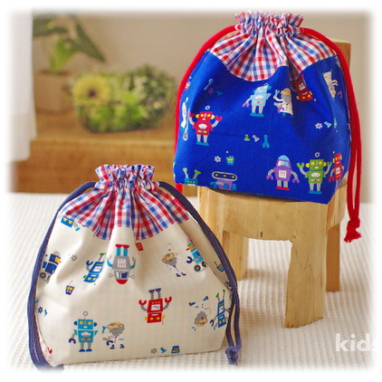 【ロボットと博士】お弁当巾着袋（サイズ変更料込み）