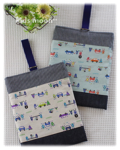 【ロボットくんの車工場】上履き入れ シューズバッグ 上靴袋（サイズ変更料込み）