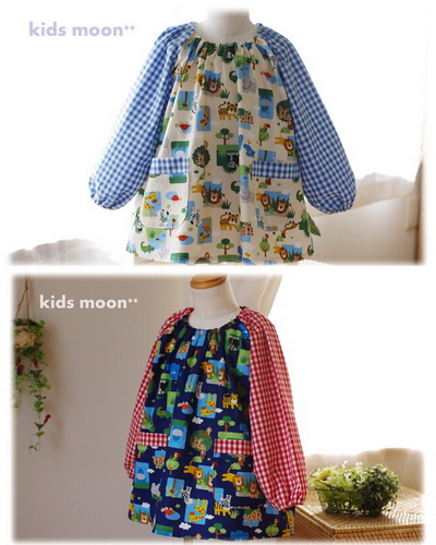 【アニマルパーク】襟ゴム ラグラン袖 かぶりスモック