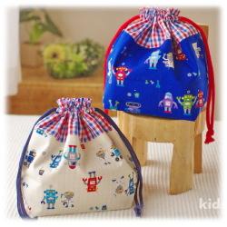 【ロボットと博士】お弁当巾着袋（サイズ変更料込み）