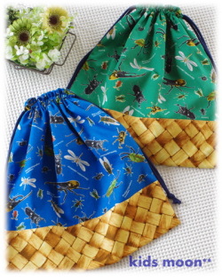 【昆虫図鑑】おきがえ袋 体操着入れ 巾着袋（サイズ変更料込み）