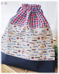 【トリコロール×車】おきがえ袋 体操着入れ 巾着袋（サイズ変更料込み）
