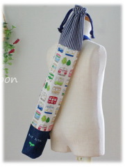 【カラフル電車】バトントワリング用キルティングバトンケース（サイズオーダー費込み）