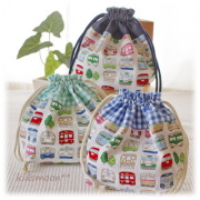 【カラフル電車】お弁当巾着袋（サイズ変更料込み）