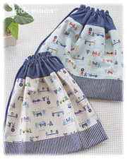 アウトレット【ロボットくんの車工場】おきがえ袋 体操着入れ 巾着袋・サイズオーダー不可