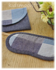 【パッチワークデニム】アイマスク 目かくし モンテッソーリ教育 調音 ソルフェージュ お受験