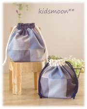 【パッチワークデニム】コップ袋 給食袋（サイズ変更料込み）