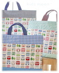 【カラフル電車】絵本バッグ・手さげ袋（サイズ変更料込み）