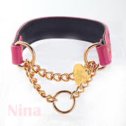 【Nina】首輪 ショッキングピンク×ブラック XL