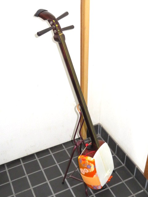 中古三味線　紫檀　民謡
