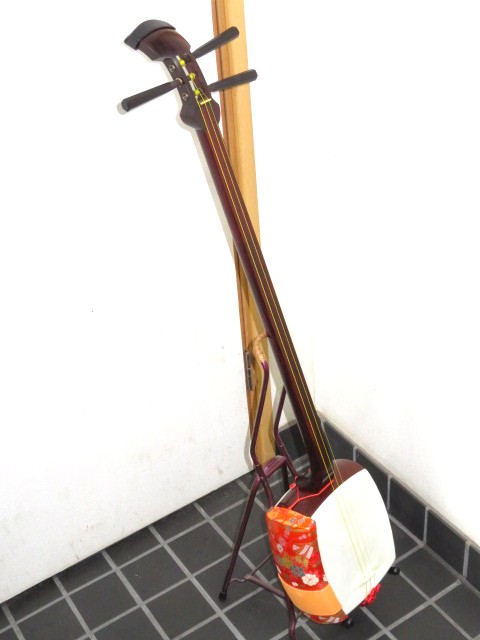 中古三味線　紅木　長唄