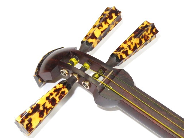 中古三味線　紅木　津軽　金細　綾杉胴