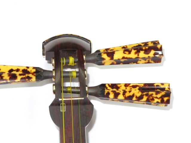 中古三味線　紅木　津軽　金細　綾杉胴