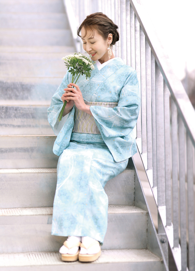 綿麻きもの 59kimono ブルームフロスト グリーン