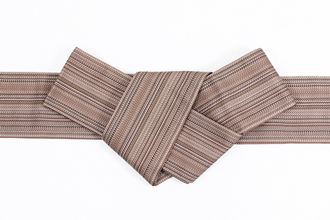 博多織 西村織物 正絹 角帯 道轍 刺子縞 茶