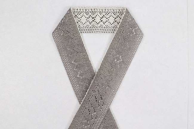 レース半衿 fun-衿 バイカラー 2way　ホワイト×グレー