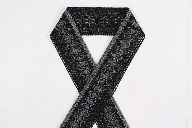 レース半衿 fun-衿 バイカラー 2way　ピュアブラック×マルチブラック