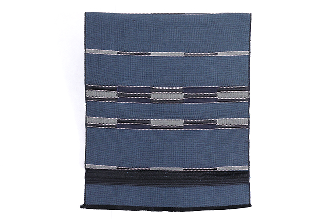 近賢織物 米沢織 八寸名古屋帯 波のしらべ 紺 お仕立て付き