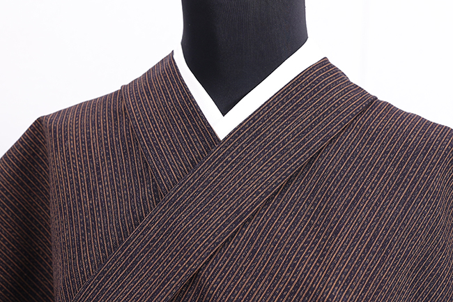 久留米絣 木綿着物 普段着きもの 縞 焦茶