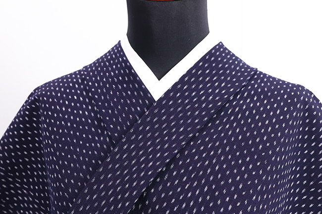 久留米絣 木綿着物 普段着きもの 点線 紺